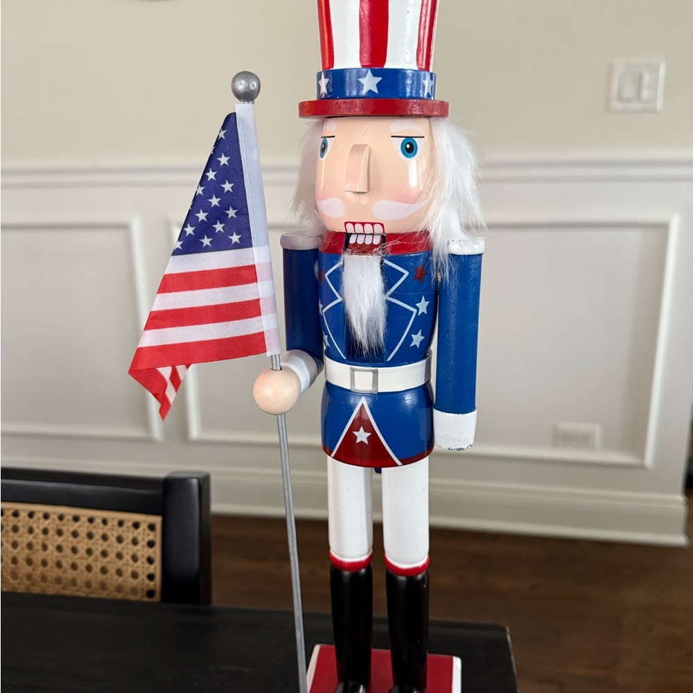Patriotic Nutcracker with American Flag